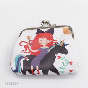 Cartoon Girl And Black Horse Pattern PU Leather Purse / Coin Purse / Key Bag