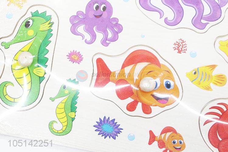 Hot Selling Cartoon Marine Organism Puzzles Intelligence Kids Wooden Toys