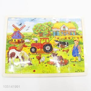 New Arrival 60 Pieces/Set Cartoon Story Wooden Puzzles Farm Learning Toy