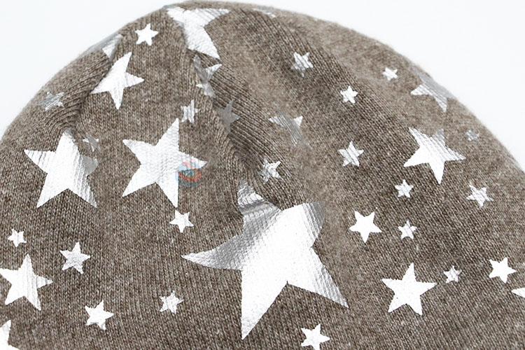 Cheapest Price Chinlon Single-Deck Knitted Winter Hat with Star Pattern