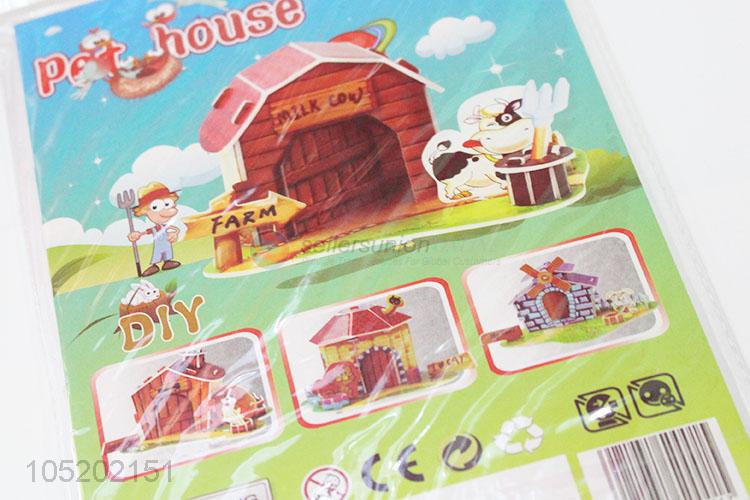 Delicate Design 2pcs Pet House 3D Puzzle for Children