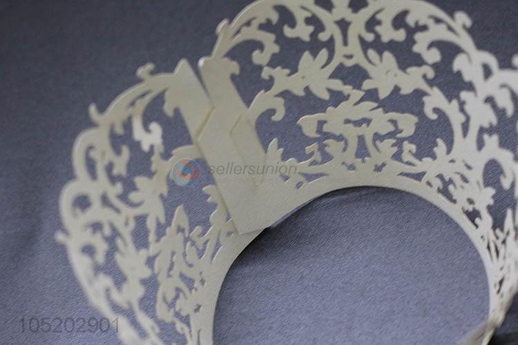 Wholesale custom cupcake wrapper laser cut paper cake holder for party decoration