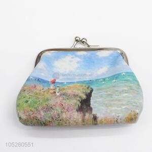 Coin Purse Key Bag PU Leather Beautiful Scenery Printed Wallet Gift Coin Pouch