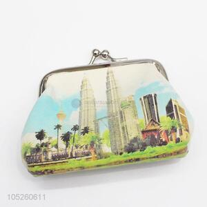 Heart Pattern PU Leather Coin Purse/ Beautiful Landscape Printed Bags Wallet