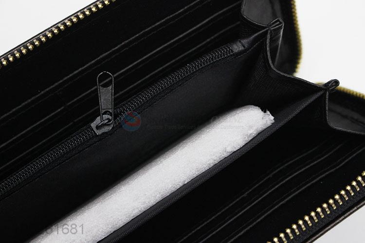 Newest Fashion PU Leather Black Color Clutch Bag Women Long Wallets