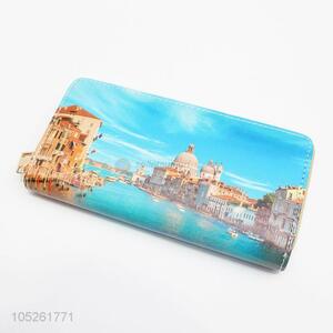 Beautiful Buildings Printed PU Leather Travel Woman Long Wallet