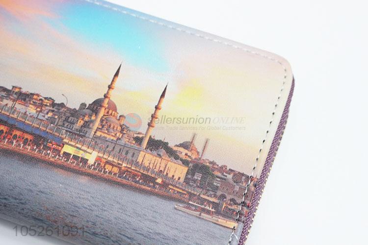 Ladies Wallet Women Famous Building Long Section Europe Zipper Wallet