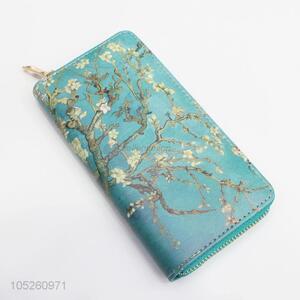 Hot Selling Plum Blossom Printed Cute Woman Long Wallet