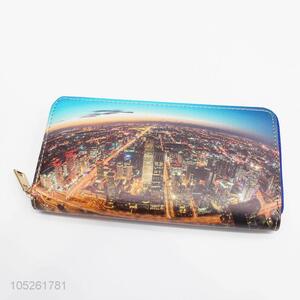 Popular Night View Printing Women Wallets PU Leather Wallet Purse