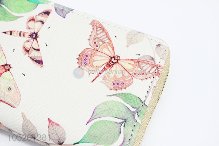 Beautiful Butterfly Pattern Long Section PU Leather Women Wallet