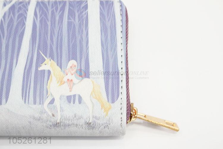 Women PU Leather Cartoon Unicorn Pattern Long Wallet Card Holder Purse Handbag Bag