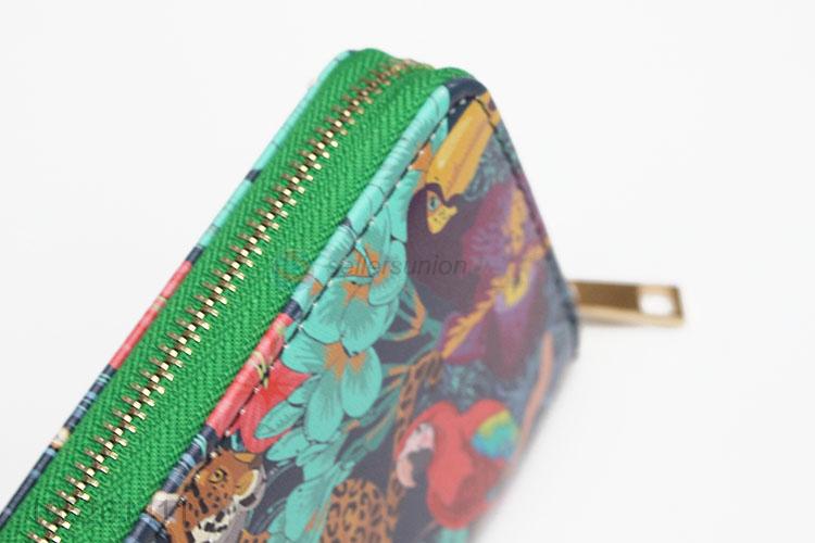 Vintage Flower Pattern Zipper Ladies Purse Women Long Wallet