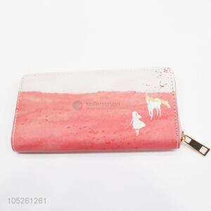 Fashion PU Leather Cartoon Unicorn Pattern Lady Purse Women Wallet