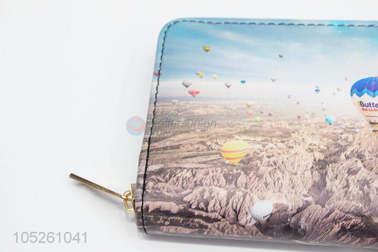 Card Holder Women Lady PU Leather Turkish Beautiful Scenery Printed Long Wallet