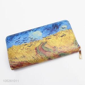 Vegan PU Leather Art Painting Women Clutch Wallet