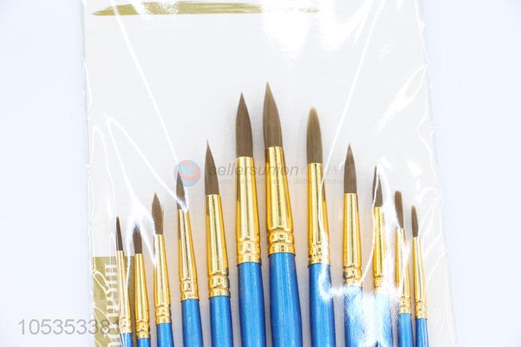 Cheap and High Quality 12pcs Artist Watercolor Paint Brush School Drawing Tool