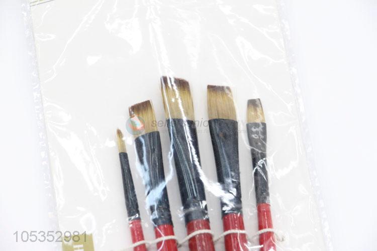 Cheap Price 5pcs Flat Head Nylon Hair Oil Acrylic Paint Brush