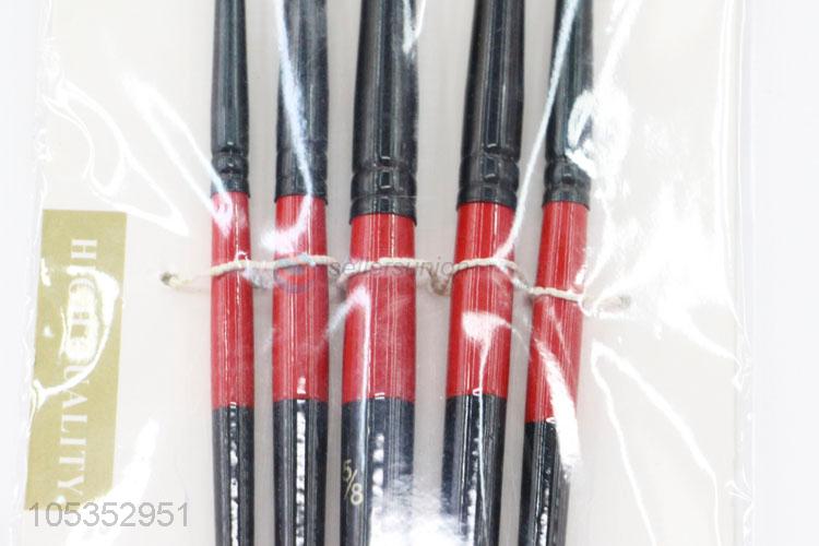 Low Price 5pcs Round Sharp Wood Handle Nylon Artist Painting Brushes