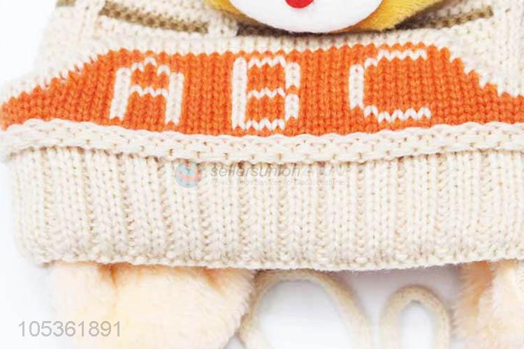 Low Price Knitted Kids Winter Baby Cartoon Bear Hats