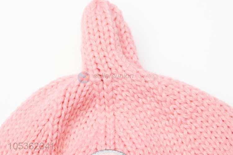 Top Sale Pink Knitting Cap for Girl Children