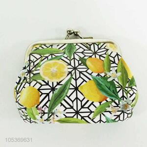 Portable Fashion Lemon Printed Coin Purse for Girls