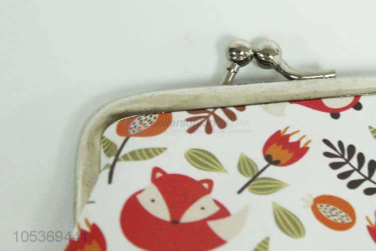 Nice Design Fashion Cartoon Fox Pattern Pu Coin Wallet Coin Purse