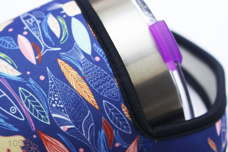 Low price stainless steel thermos bottle with fish printed cloth bag