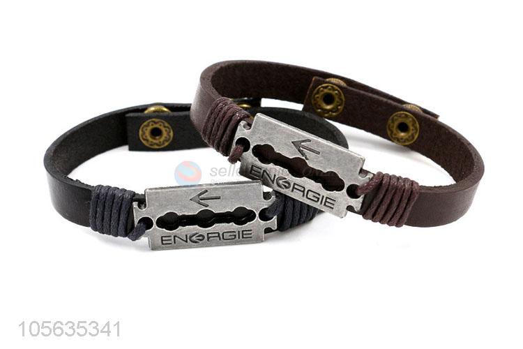 Best selling men leather bracelet vintage matte charms bracelet