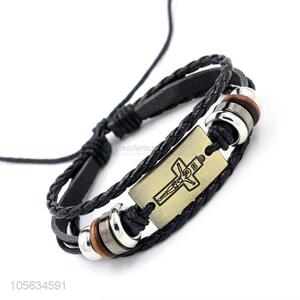 Customized retro leather braided bracelet charms bracelets for men