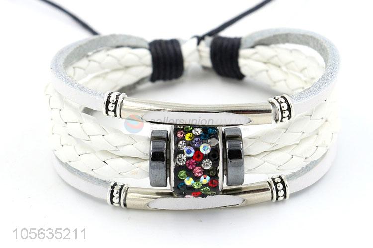 Best quality multitier men leather bracelet vintage braided bracelet