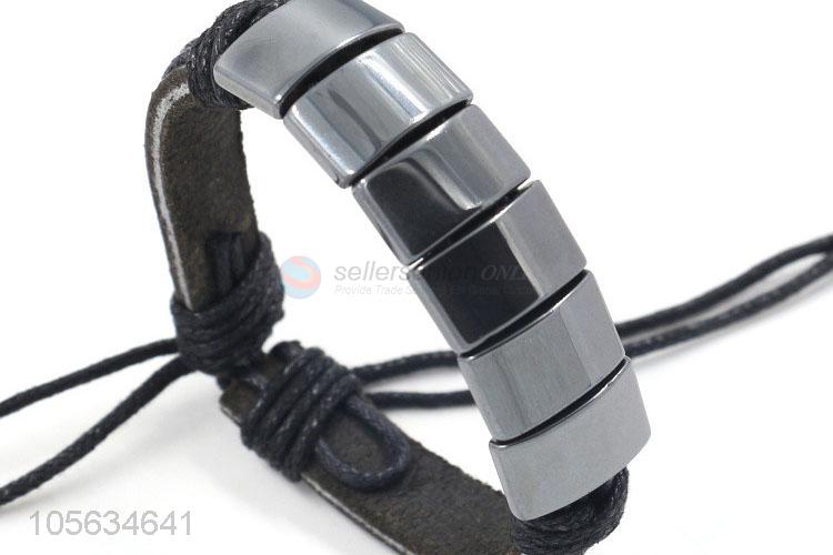 Factory wholesale retro men leather bracelet charms bracelet