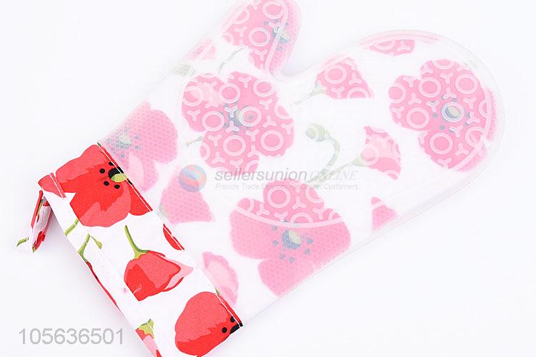 Hot Selling 132g Cotton Print Microwave Oven Mitts Silicone Gloves