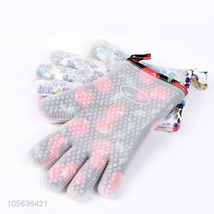 Newest 148g Add Cotton Thickened Cotton Print Heat Resistant Silicone Gloves