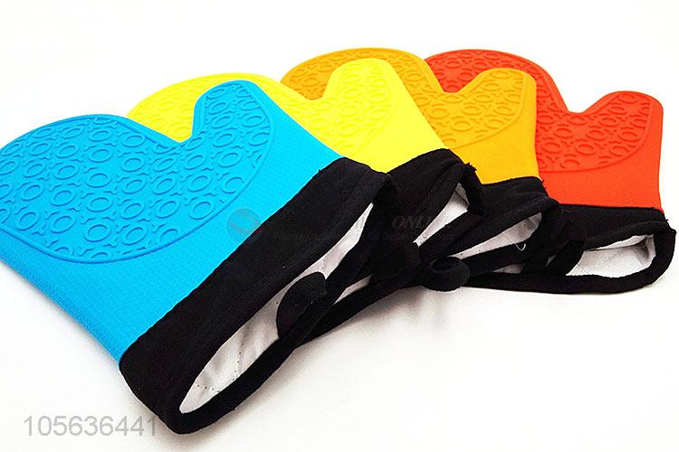 Unique Design 133g Cotton Silicone Gloves Oven Mitt Heat Resistant Glove With Fingers