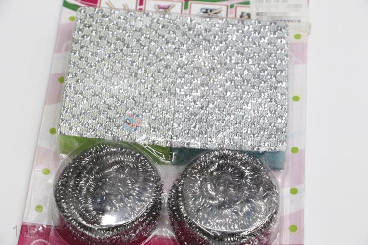 Promotional kitchen supplies steel wire clean ball and scouring pad set