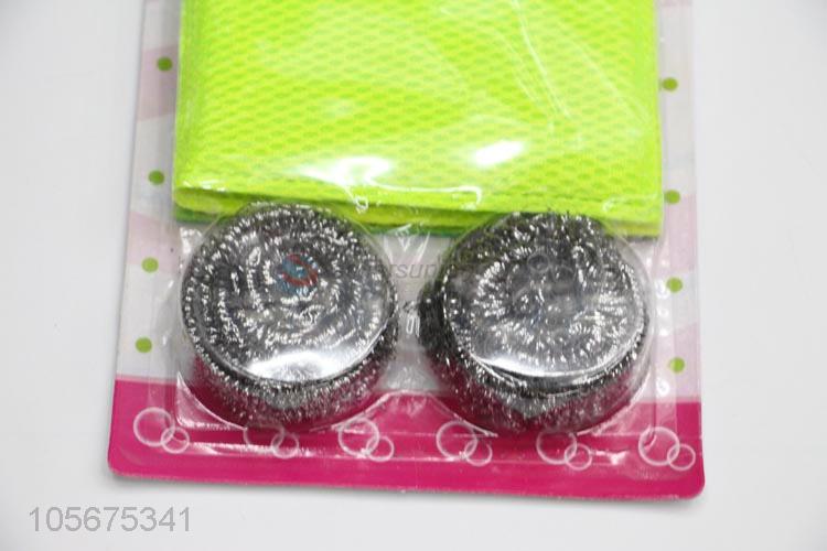 Best selling kitchen supplies steel wire clean ball and scouring pad set