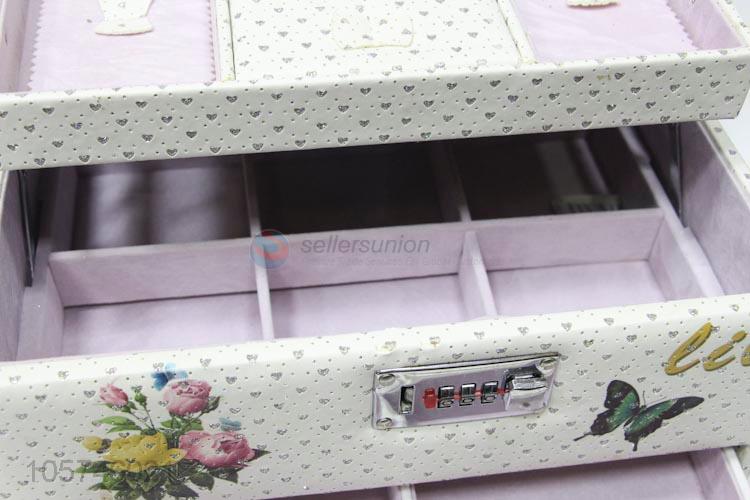 Superior quality tower printed pu makeup storage box with handle