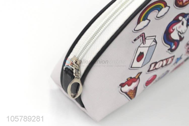 Good quality printed pu leather zipper cosmetic bag