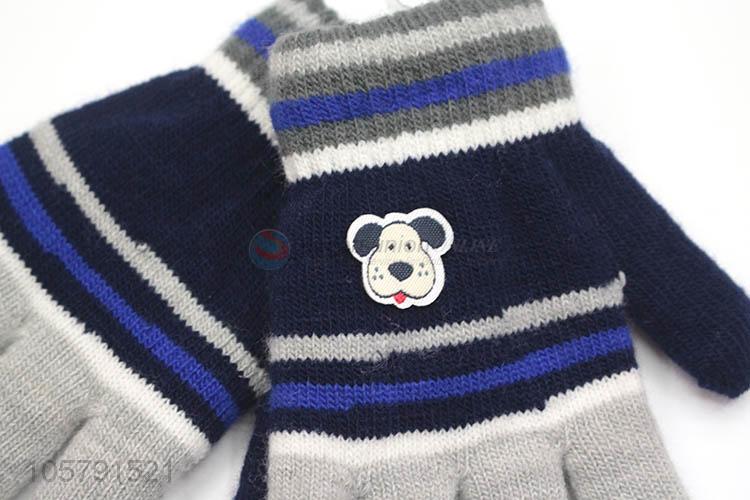 Cartoon Dog Pattern Double-Deck Warm Gloves For Boy