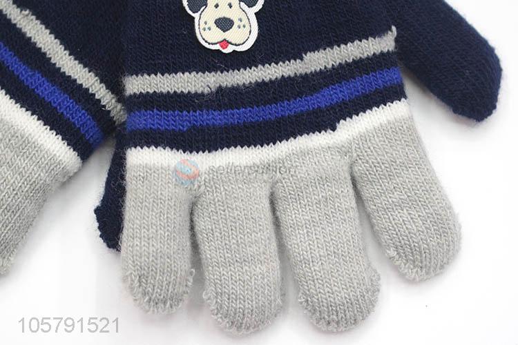 Cartoon Dog Pattern Double-Deck Warm Gloves For Boy