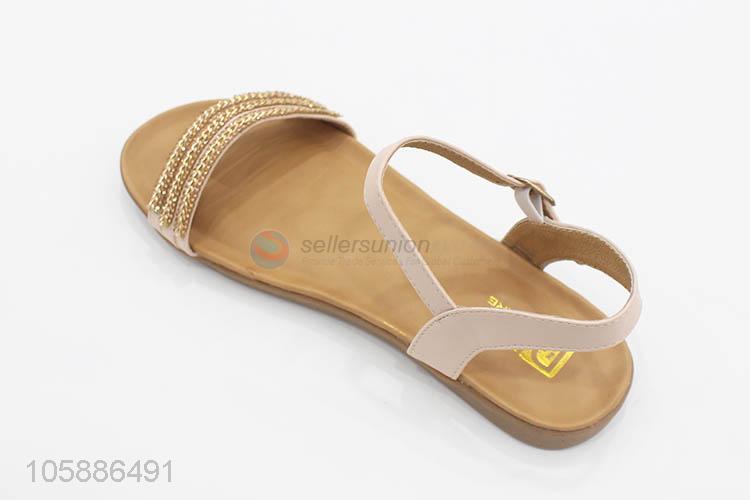 Excellent quality women sandals chain embellished flat sandals
