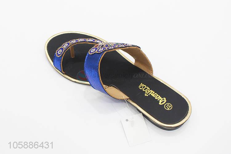 Good sale fancy women outdoor flat slippers with stones