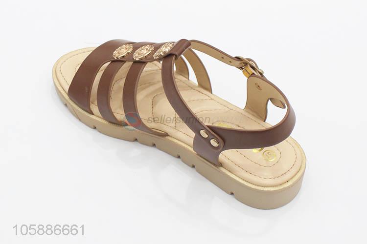 Custom vintage brown summer outdoor flat women sandals