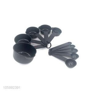 High quality kitchen gadgets 10 pcs set black plastic measuring spoon