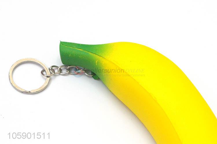 Popular promotional pu material banana key chain key rings