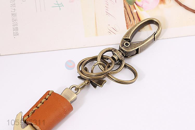 New style custom ax alloy pendant key chain leather key ring