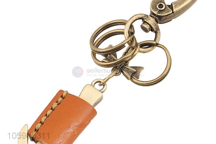 New style custom ax alloy pendant key chain leather key ring