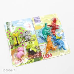 Hot selling custom cute novelty animal eraser set for kids