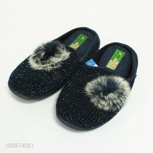 Good quality women winter knitted slipper with hair bulb