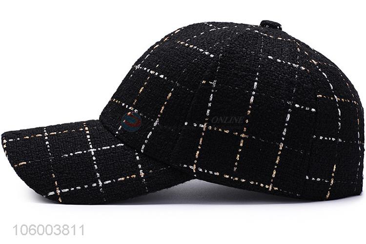 Wholesale outdoor cotton plaid earmuffs baseball cap for man